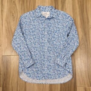 Frank & Eileen Shirt Womens XS Blue White Ditsy Floral Joedy Button Down Coastal